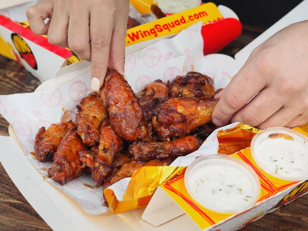 Wing Squad box of wings with ranch on the side